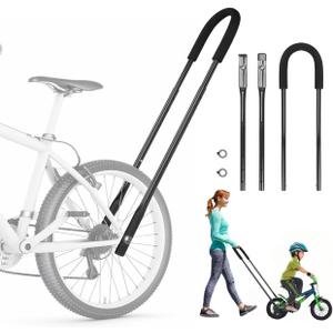 Upgrade Bike Training Handle - Extended 27"-33" Multi-Position Adjustable Children Bike Trainer Balance Push Bar for Kids Learning to Ride (4-Level Height Settings)