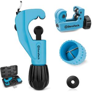 DURATECH 3-Piece Pipe Cutter Set, Tubing Cutter with Derubbing Tool, Mini Tube Cutter and Tube Reamer, Cutting Capacity 1/8" to 1-1/8", Ideal for Copper, Aluminum, Brass, and PVC Tube