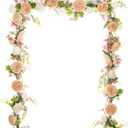 2 Pack Artificial Peony Garland, Floral Greenery Garland with Mixed Peony Flowers and Green Leaves for Wedding Table Home Party Decor (Champagne)