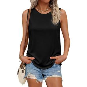 PRETTYGARDEN Sleeveless Tops for Women 2026 Summer Tank Tops Spring Fashion Casual Loose Fit Shirts Beach Vacation Clothes M