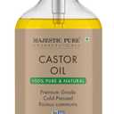 Majestic Pure Castor Oil - 100% Pure & Natural - Premium Grade, Cold Pressed, Hexane Free - Hair, Eyelashes, Eyebrows, Nails - Moisturizing & Nourishing - 16 Fl Oz