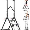 Pull Up Bar Free Standing with Stair Stepper, Adjustable Power Tower Dip Station, Multi-functional Strength Training Pull-up Bars for Home Gym Equipment (Black)