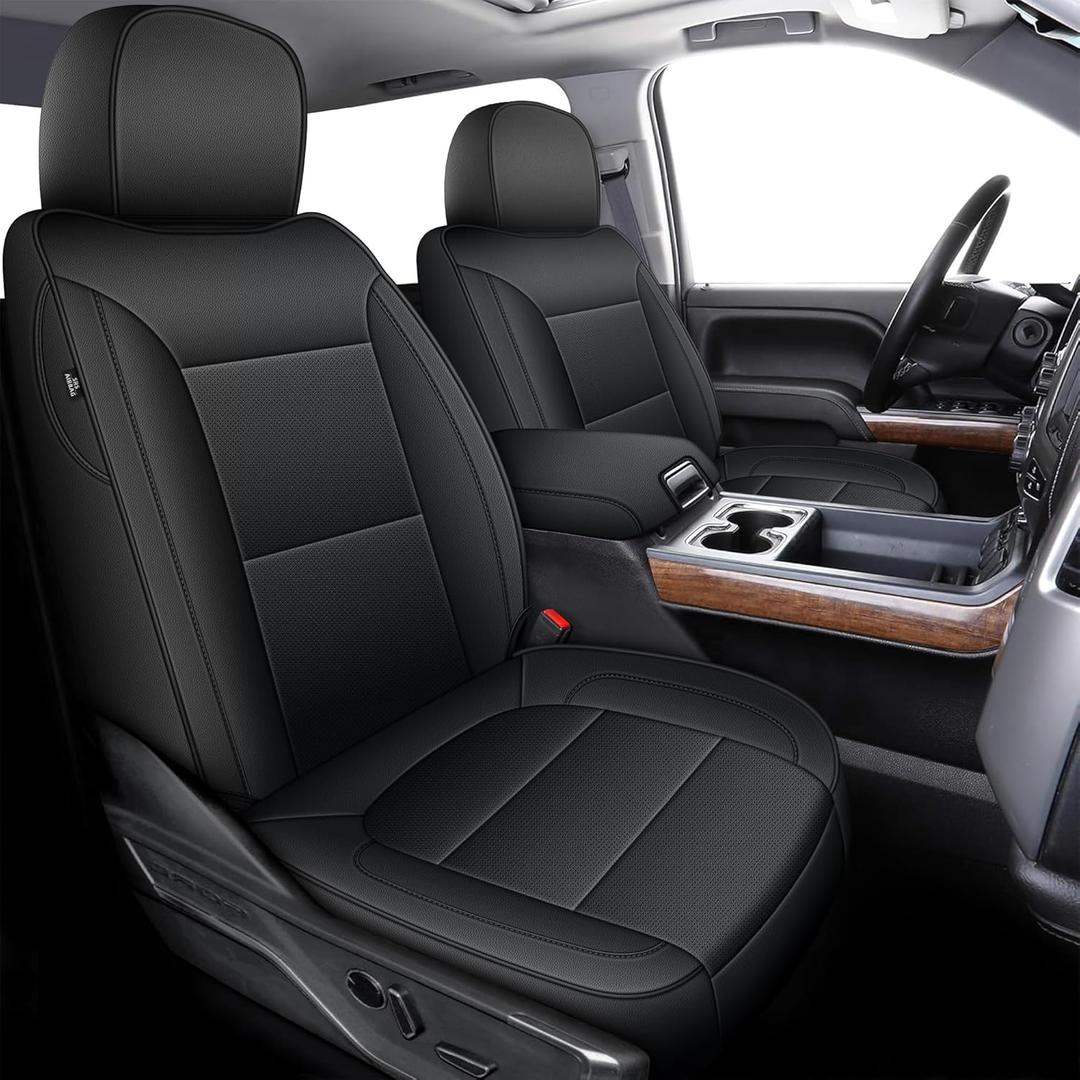 AOMSAZTO Car Seat Cover for Chevy Silverado/GMC Sierra 1500 (2019-2026) 2500HD 3500HD (2020-2026) - Black Seat Covers Rear 40/60 Split for Crew Cab