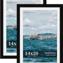 14x20 Picture Frame Set of 2, Wood Frame with Real Glass, Wide Border, 14X20 in