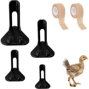 Baby Chicken Leg Splint with Toe Separator Adjustable Chick Splint for Splayed Leg, Curled Toes, Foot Fractures & Tendon Support - 4-Pack (Various Sizes)