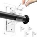 ANDGOO 4 Pack No Drill Curtain Rod Brackets, Adhesive Curtain Rod Holders, Curtain Rod Hooks for 0.5'' to 1.2'' Rods, Renter Friendly Curtain Rod Hangers for Bedroom, Bathroom, Living Room, Apartment (Transparent)