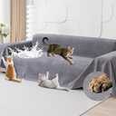 Loiion Cat Scratch Furniture Protector - Anti-Slip, Waterproof Sofa Cover to Keep Cats Off, Pet-Friendly Couch Protectors for 3 Cushion Couch, Gray Anti-Scratch Couch Cover for Pets and Kids 134"X71"
