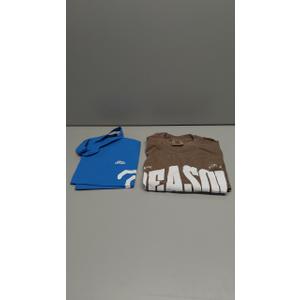 Comfort Colors T-shirt for Men, Brown, Medium Size, with Blue Storage Bad