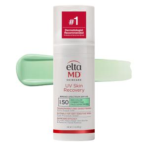 EltaMD UV Skin Recovery Green Tint 100% Mineral Sunscreen, SPF 50, Redness Correcting Face Sunscreen, Safe for Sensitive Skin, 1.7oz