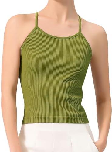 Women's Camisole Tank Tops Ribbed Summer Sleeveless Cute Crop Tops for Women