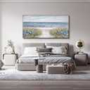 XLSJERST Large Framed Wall Art for Living Room Decor - Farmhouse Boho Beach Coastal Vintage Floral Ocean Wall Picture Flowers Sea Canvas Print Artwork for Home Bedroom Office 29x58