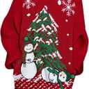Pink Queen Ugly Christmas Sweater Dresses for Women Oversized Turtleneck Pullover Holiday Dress with Pocket (Red)