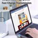 26FT 60W USB C to USB C Right Angle Fast Charging Cable,Long Cord Nylon Braided, Type C Charger Cord for,Apple-iphone 15,Sam-sung GalaxyS24 S23 S22 A15,iPad Pro/Air,Pixel 5/4 XL,One-Plus 8T,PS5 (Grey)