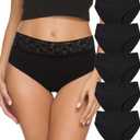 Altheanray Womens Underwear Cotton Panties for Women Bikini Underwear Soft Hipster Lace Breathable Ladies Briefs 5 Pack (Small, Black Color)