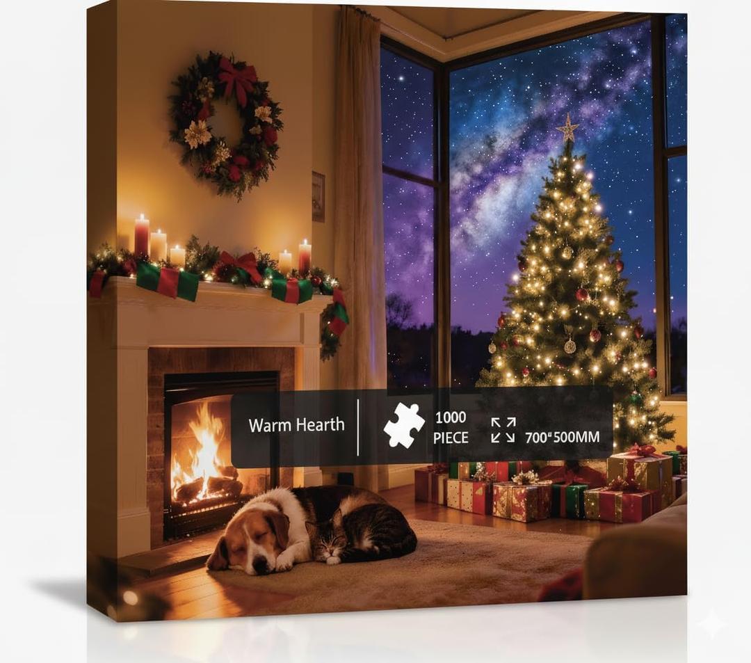 1000 Pieces Jigsaw Puzzles for Adults, Christmas Series - Festive Holiday Art, Fun Family Game, Best Xmas Gift Idea & Home Decoration, Large 28" x 20" Warm Hearth