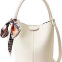 Bucket Bags for Women,Mini Crossbody Bag with Removable Shoulder Straps,Vegan Leather Handbags,Cartera de Mujer (White)