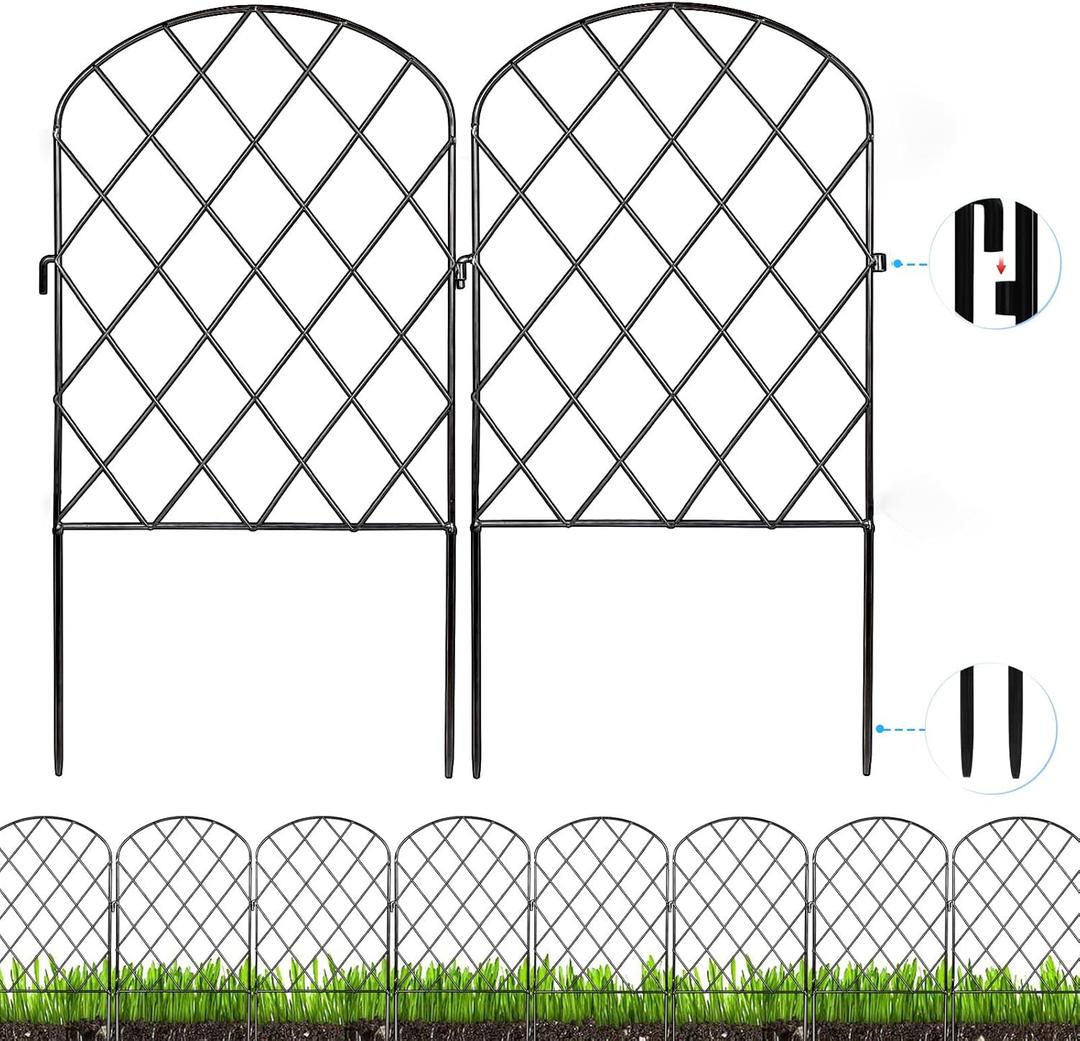Decorative Garden Fence 24 Pack,24 Ft (L) X 24 in (H) Black Mesh Rustproof Metal Fence, Animal Barrier Fence for Small Dog, Border Folding Patio Fences,Outdoor Flower Bed Landscape Decor