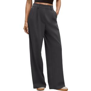 LASLULU Womens Black Dress Pants Wide Leg Casual Stretch Office Teacher Travel Track Trousers Pull on Comfortable Business Casual Stretchy Work Pants Slacks for Women (Black, X-Large)