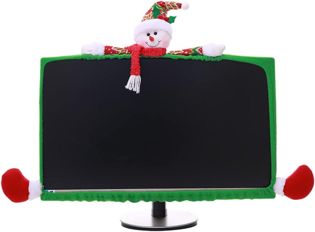 Snowman Design Cloth Display Protector for Home Office Festive Computer Case for Holiday Decor One Size, 2 Pack 