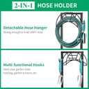 TomCare Garden Hose Holder 4 Spikes Garden Hose Reel Hose Stand Upgraded Water Hose Storage with Tool Hooks Garden Hose Hanger Organizer Holds 160ft Hoses for Outside Yard Lawn, Black