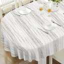 bnhjsdw Oval Tablecloth, French Country Printed Oval Table Cloth-54x72 Inch, Fabric Washable and Waterproof Oval Table Cover for Farmhouse Kithchen Dining Decoration