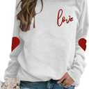 AIIWEIS Valentine Sweatshirt for Womens Love Heart Grahic Long Sleeve Shirt Casual Valentines Gifts Pullover Tops (Medium, White)