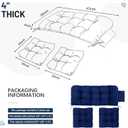 3 Pcs Wicker Chair Cushions Patio Loveseat Chaise Cushion Set - 1200D 47x19*4 Inch Waterproof Wicker Bench Cushions with 2 19x19x4 Inch Chair Cushions for Garden Porch Wicker Patio Furniture(Navy)