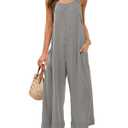 Panadila Womens Waffle Knit Jumpsuit Casual Wide Leg Jumpsuits Oversized Long Rompers Open Back Loose Overalls(Light Grey,S) (S)
