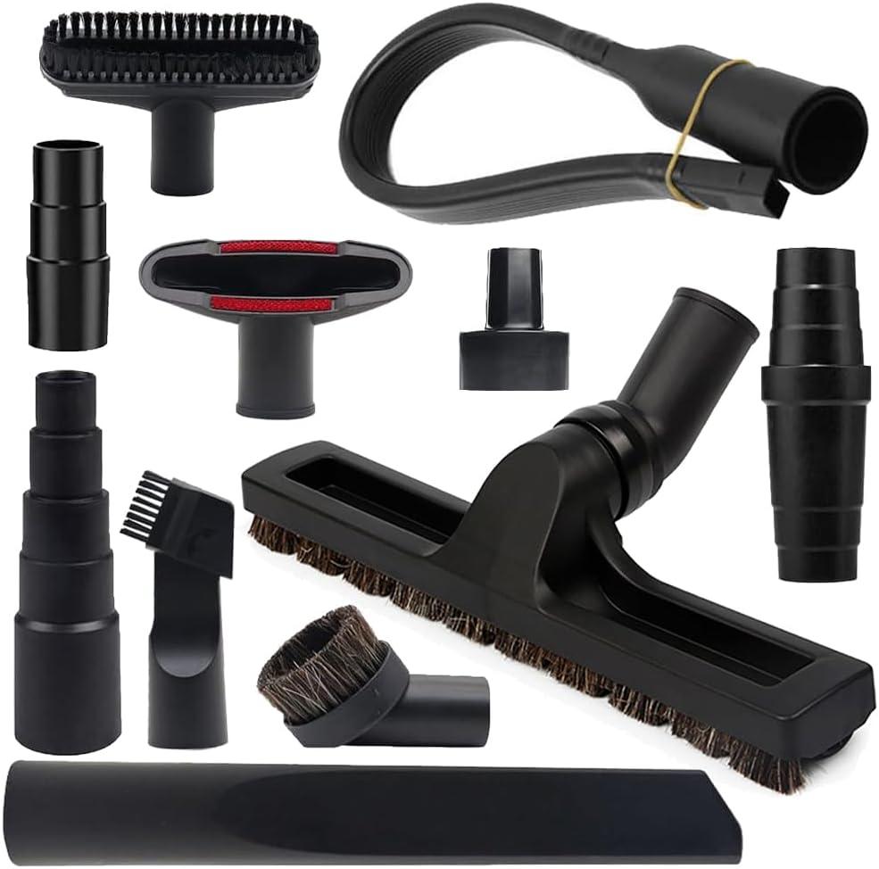 11 Pcs Household Vacuum Attachments for Shop Vac Accessories - 2 1/2" to 1 1/4" Vacuum Hose Adapter, 1 7/8" to 1" Adapter for Shop Vac, 1 1/4" Vacuum Brush Flexible Crevice Tool