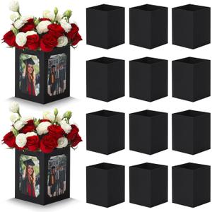 15 Pack Graduation Box Centerpieces for Table 6/7 Inch Photo DisplayPicture Table Box Photo Props Frame for Grad Party Favors Birthday Wedding Dinner Party Graduation DecorationsBlack