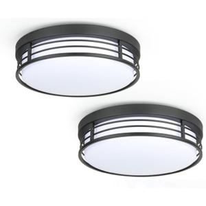 WISBEAM 13 Inch LED Ceiling Lighting Fixture, 23W Black Flush Mount Ceiling Light with 5CCT(2700K/3000K/3500K/4000K/5000K), Dimmable LED Light Ceiling Mount for Kitchen Bathroom Hallway, 2 Packs