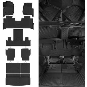 Custom Fit Floor Mats for Ford Expedition 7 Seats/Captain Seat 2018-2024, All Weather TPE Floor Liners with Trunk Mat & Backrest Protectors, Odorless Full Set Interior Accessories