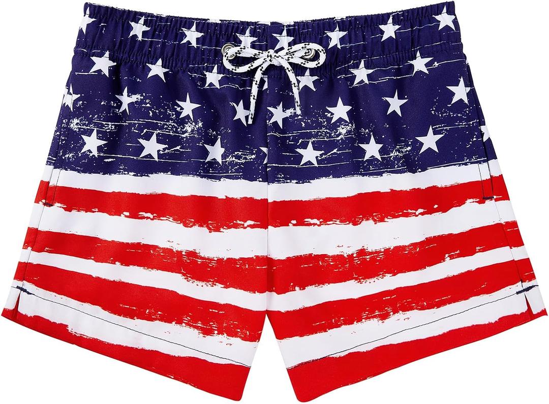 Durio Boys Swim Trunks Quick Drying Toddler Swim Trunks Summer Swim Shorts Boys Bathing Suit Swimwear for Boy Infant (6 Years, Flag)