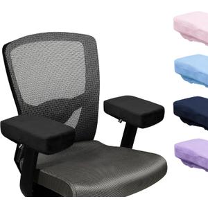 SPRING SEAON Office Chair Arm Covers Soft Memory Foam Arm Rest Pads Short Plush Gaming Chair Armrest Cushion Provide Cushioning for Elbows and Forearms 2 Pack Chair Covers for Arms Black