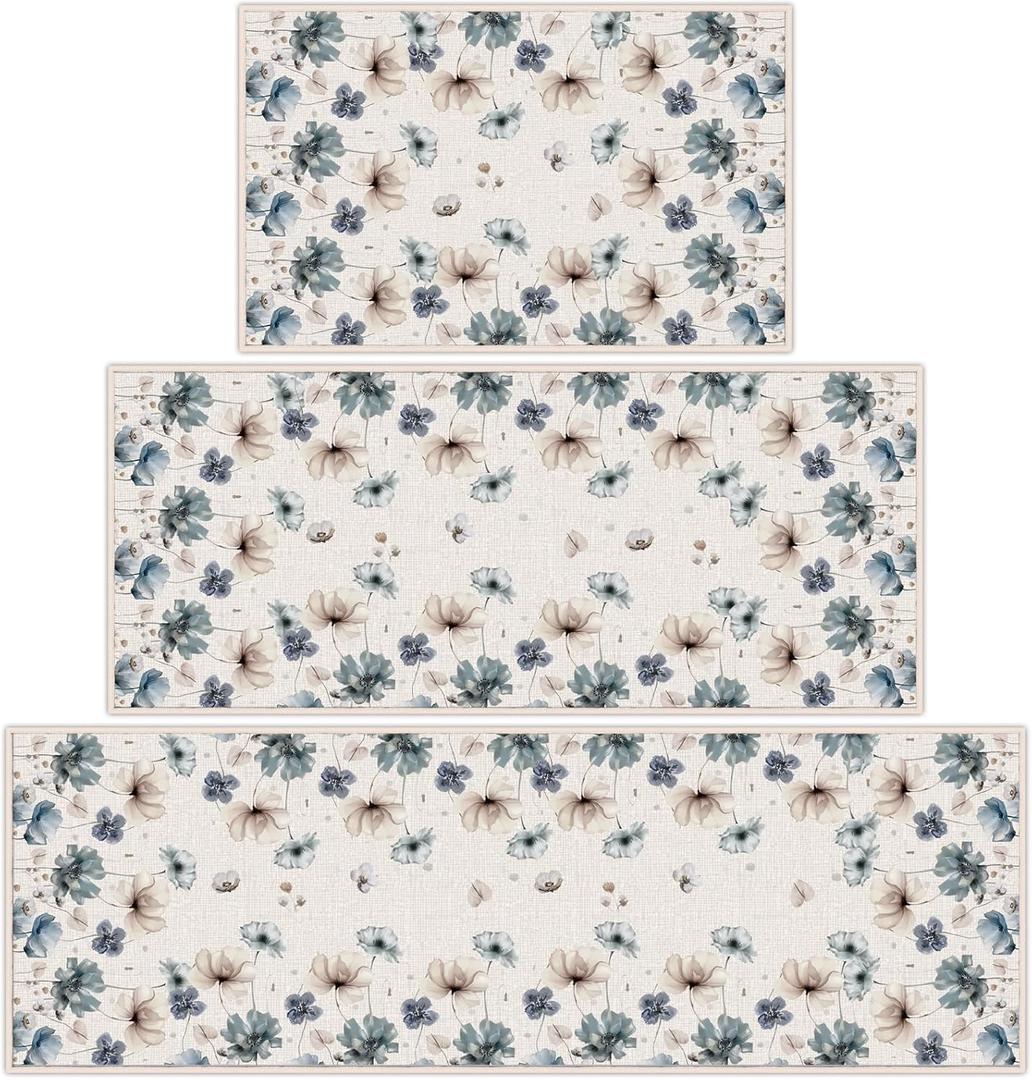 Tinideya Fall Kitchen Rugs Sets of 3 Washable Non Slip Poppy Flowers Pattern Farmhouse Rugs and Mats for Floor with Rubber Backing Floor Carpet for Autumn Thanksgiving Kitchen, Laundry Room, Hallway Tinideya Fall Kitchen Rugs Sets of 3 Washable Non Slip Poppy Flowers Pattern Farmhouse Rugs and Mats for Floor with Rubber Backing Floor Carpet for Autumn Thanksgiving Kitchen, Laundry Room, Hallway