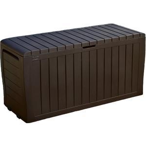 Keter Marvel Plus 71 Gallon Resin Outdoor Storage Box for Patio Storage Box Cushions, Throw Pillows, Garden Tools and Pool Floats, Brown