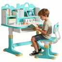 Kids Study Desk and Chair Set 3-12 - Height Adjustable Children Study Table