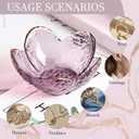 Gifts for Women Purple Flower Jewelry Dish Glass Ring Holder Decorative Jewelry Tray Cute Vanity Room Decor Aesthetic Nightstand Bathroom Decor Trinket Dish Friendship Birthday Christmas Gifts (2pcs)