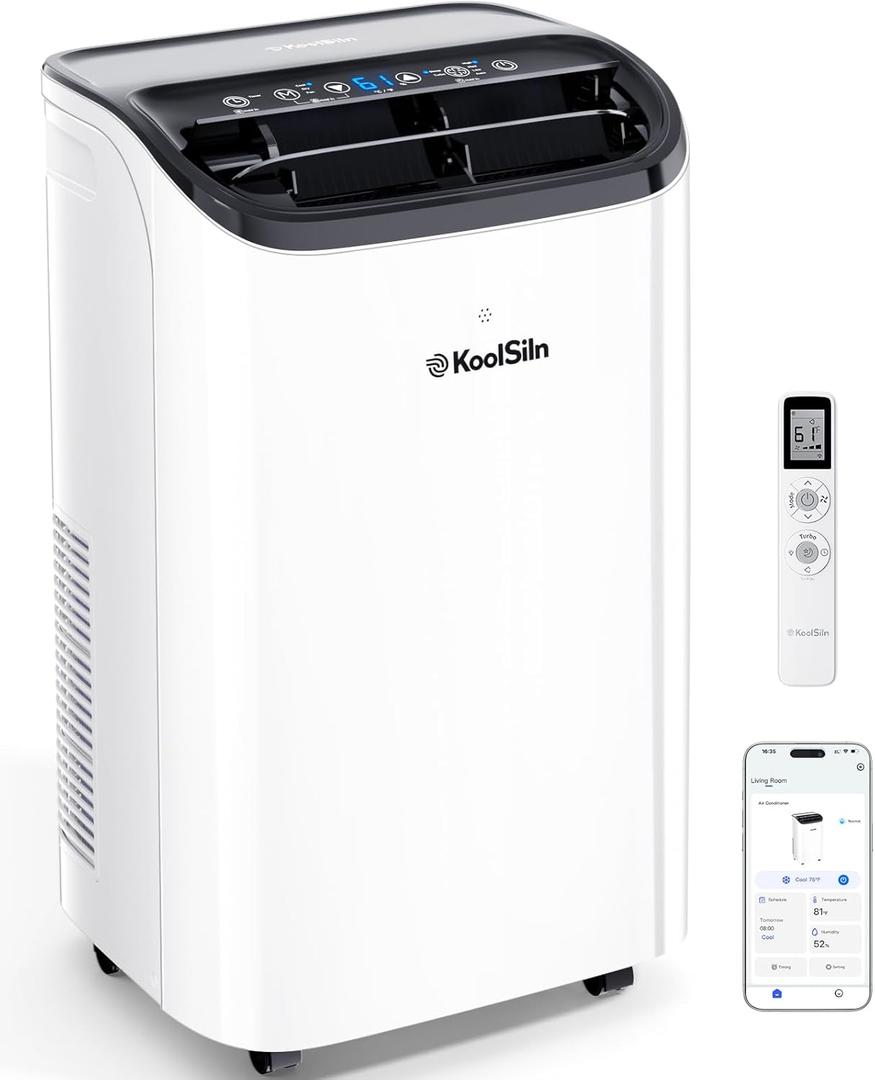14,000 BTU Portable Air Conditioner with WiFi & Remote Control, Cools Up to 700 Sq.Ft, Auto-Evaporation Low Noise Portable AC Unit for Large Room, Office, Garage, White