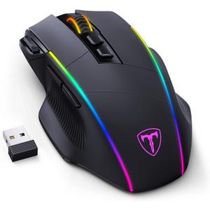 RisoPhy Wireless Gaming Mouse, 3-Mode 2.4G/USB-C/Bluetooth with RGB Backlit | 6 Level 10000DPI, Ergonomic Design, 8 Programmable Buttons, 58H Capacity Rechargeable, Computer Mouse for PC/Mac/Laptop