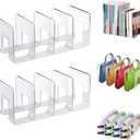 Lemical Clear Acrylic File Sorter 1 Pack Handbag Clutch Purse Organizer Acrylic Shelf Divider Drawer Organizers for Clothes Pouch Notebooks Stand Bookshelf Cooking Utensil (1Pack-4Sections)