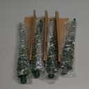 Christmas Tree Candles with Remote, Snowy Waxy Christmas Tree Flameless Taper Candles Battery Operated with String Lights, Set of 4 LED Tree Candlesticks for Xmas Winter Dcor