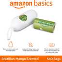 2 x Amazon Basics Premium Leak Proof Dog Poop Bags with Dispenser and Leash Clip, Brazilian Mango Scented, 13" x 9", 540 Count (36 Rolls of 15)