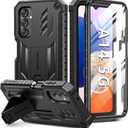 FNTCASE for Samsung Galaxy A14-5G Case: Dual-Layer Protective Textured Shockproof Rugged TPU Cover with Kickstand | Military Grade Drop Protection | Heavy Duty Cell Phone Protector - Black