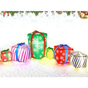 9 ft Long Christmas Giant Inflatable Gift Boxes with LED Lights Outdoor Decoration Xmas Blow up Gift Boxes Built in Automatic Blowers and Weights for Outdoor Indoor Yard Garden Lawn Decorations