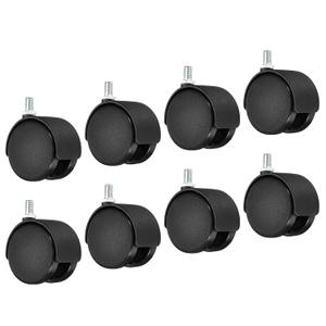 PATIKIL 2.4 Inch Swivel Casters, 8 Pack Nylon 360 Degree Threaded Swivel Stem Wheels Wire Shelving for Furniture Replacement, Black