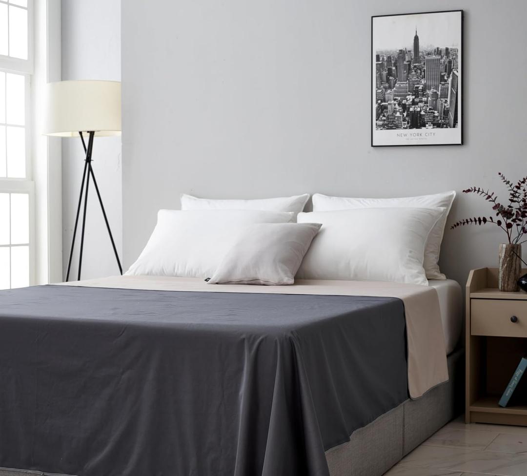 Waterproof Bed Cover, Queen & King Size (95"x 90", Grey/Beige), Lightweight Waterproof Furniture Protector Cover for Bed Couch Sofa, Reversible & Washable