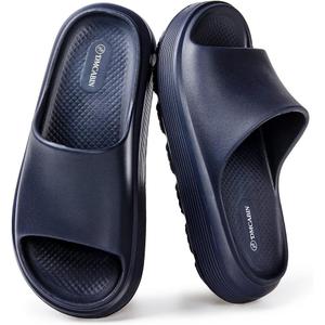 Platform Slides for Women and Men | Chunky Thick EVA Sole with Stable Support | Non-Slip for Daily Wear (9.5-10.5 Women/8-9 Men, Navy)