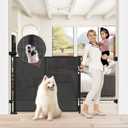 Reinforced 41 Inch Extra Tall Baby Gate 55" Wide Retractable Dog Gate with Support Rods – Prevents Crawling Under, Indoor Extra Tall Dog Gate Retractable Baby Gates Outdoor Retractable Gate, Black