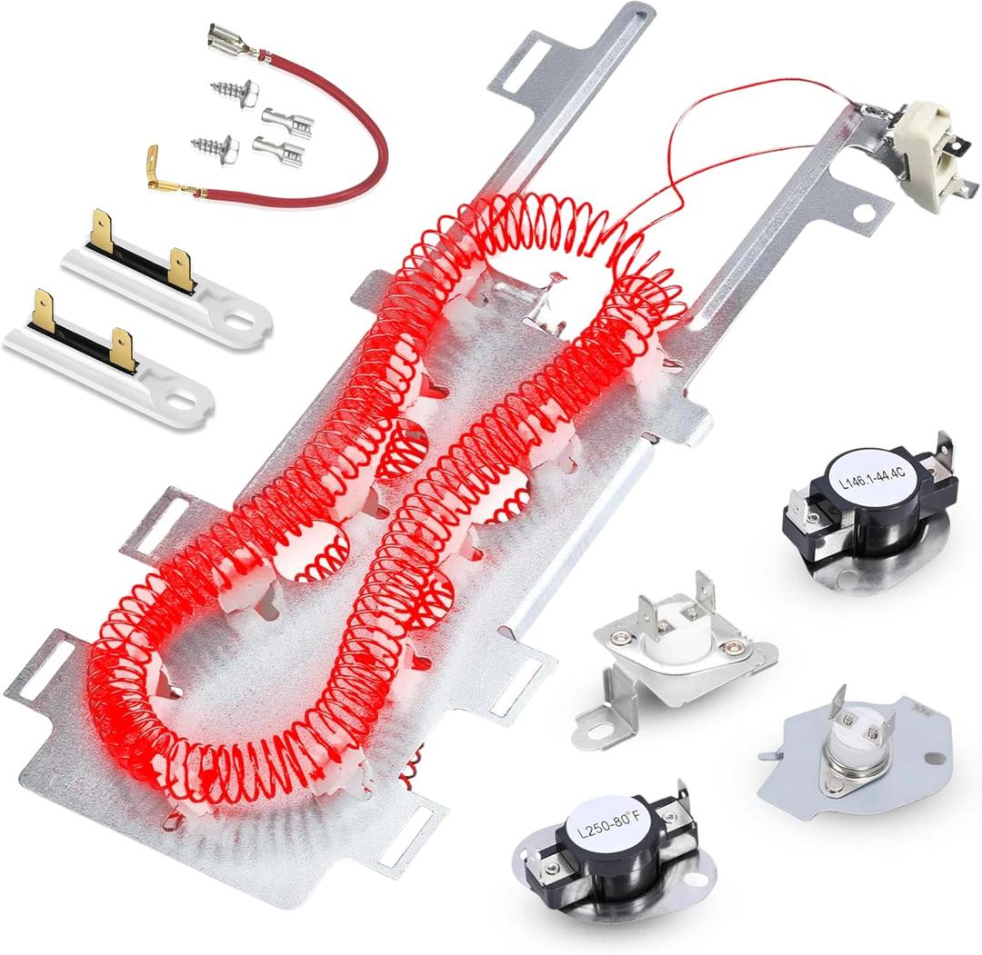 Dryer Heating Element Replace For Maytag Bravos 400 2000 3000 5000 9000 Series MEDE500VW1 MEDE300VW1 MEDB850WQ0 MEDB400VQ0 MED3500FW0 MEDB800VQ0 MED7000XG0 MEDB725BW0 MEDB200VQ0 With Thermostat